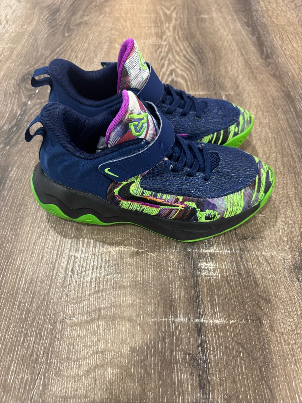 Nike Kids' Navy, Neon Green & Purple Athletic Sneakers